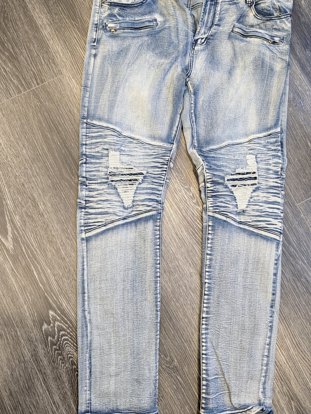 Supreme Light Blue Slim Straight Distressed Jeans
